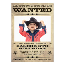 Wanted Poster Kids Party Invitations