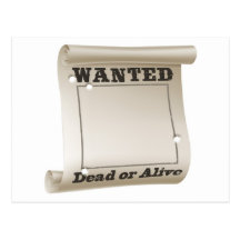 Wanted poster postcard