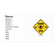 Warning Bees Ahead (Yellow Diamond Warning Sign) Business Card