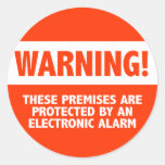 Warning Burglar Alarm Electronic Security Round Stickers