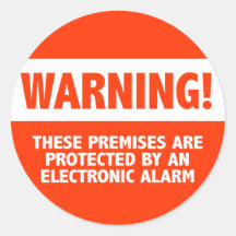 Warning Burglar Alarm Electronic Security Round Stickers