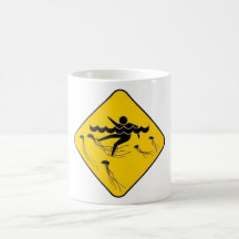 Warning Jellyfish in Water-Street sign Coffee Mugs