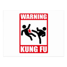 warning kung fu post cards