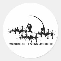 WARNING OIL ROUND STICKERS