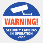 Warning Security Camera Signs Round Sticker