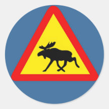 Warnung vor dem Elch Runde Sticker