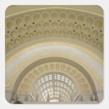 WASHINGTON, D.C. USA. Interior of Union Station. Square Stickers