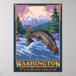 Washington Fisherman - Fly Fishing Travel Poster
