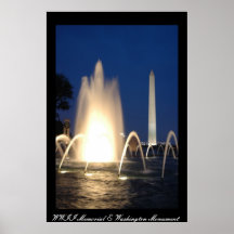 Washington Monument Overlooks WWII Memorial Posters