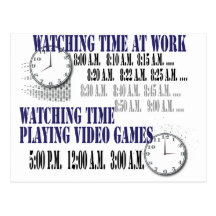 watching time at work post card