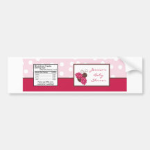 Water Bottle Label Berry Garden Pink Lady Bug Bumper Sticker