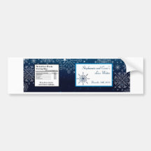 Water Bottle Label Blue Stars and Snowflakes Bumper Stickers