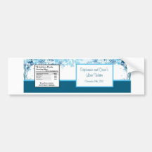 Water Bottle Label  Blue Tree / Snowflakes Bumper Stickers