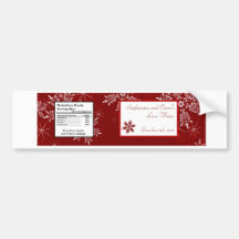 Water Bottle Label Christmas Red Snowflakes Bumper Stickers