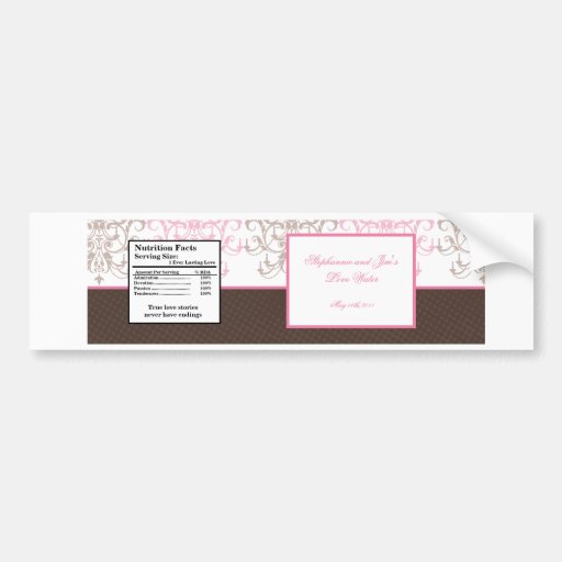 Water Bottle Label Green and Pink Chandelier Bumper Stickers