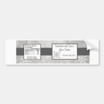 Water Bottle Label Grey Snowflakes Bumper Sticker