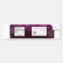 Water Bottle Label Purple Stars and Snowflakes Bumper Stickers