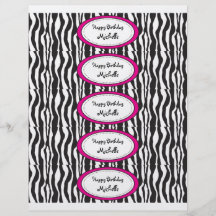 Water Bottle Labels | Hot Pink and Zebra Custom Flyer
