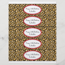 Water Bottle Labels | Red and Leopard Print Full Colour Flyer