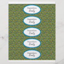Water Bottle Labels | Turquoise and Peacock Print Full Colour Flyer