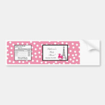 Water Bottle Pink Poodle Paris Eiffel Tower Bumper Sticker