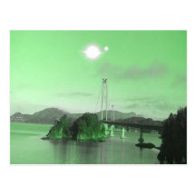 Water, bridge and two suns postcard