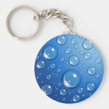 Water drops on blue keychains