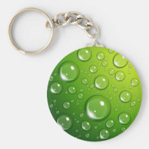 Water drops on green key chain