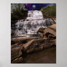 Water Fall Night Flight Posters