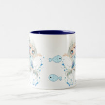 Water girls and kawaii fish mug