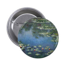 Water Lilies, Monet, Vintage Impressionism Flowers Pin