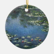 Water Lilies, Monet, Vintage Impressionism Flowers Christmas Ornaments