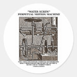 Water Screw Perpetual Motion Machine Woodcut Round Sticker