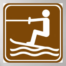Water Skiing Highway Sign Poster