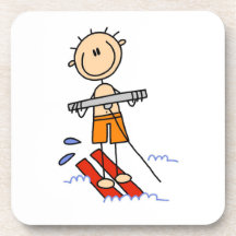 Water Skiing Stick Figure Beverage Coasters
