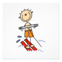 Water Skiing Stick Figure Personalised Invitation