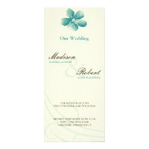Watercolor Aqua Wedding Program Card Customized Rack Card