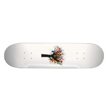 Watercolor branchy tree design skateboard