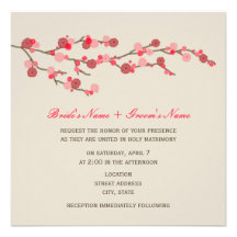Watercolor Cherry Blossom Wedding Invitation