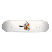 Watercolor colourful tree n butterfly.png skateboard decks