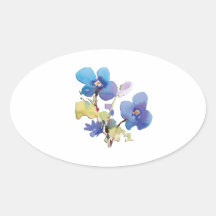 Watercolor Flowers Oval Sticker