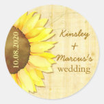 Watercolor Sunflower Wedding Save the Date Sticker