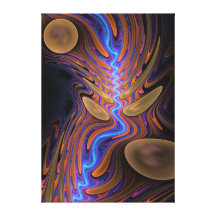 Waterfall under moonlight, Abstract fractal wallar Canvas Print
