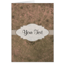 Watermelon Pink Retro Floral Abstract Nameplate Greeting Cards