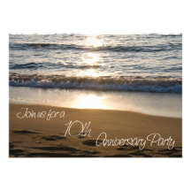 Wave at Sunset 10th Anniversary Invitation Card