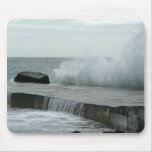 Wave Breaking On Pier Mouse Mat