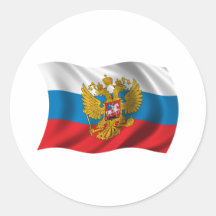 Wavy Russia Flag Round Sticker