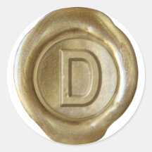 Wax Seal Monogram - Gold - Bold D - Sticker