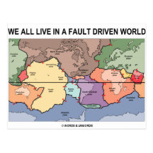 We All Live In A Fault Driven World (Geology Map) Postcards