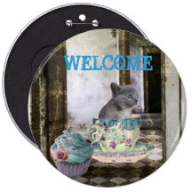 We Have Cupcakes Door Sign kitten button